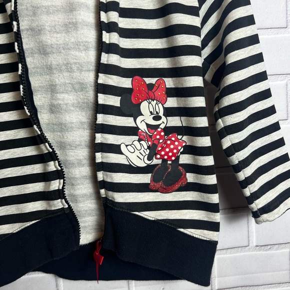 Disney Black and White Striped Kids Hoodie with Minnie Mouse - Picture 3 of 11